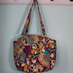 Vera Bradley Floral Purple Print Slouch Shoulder Bag